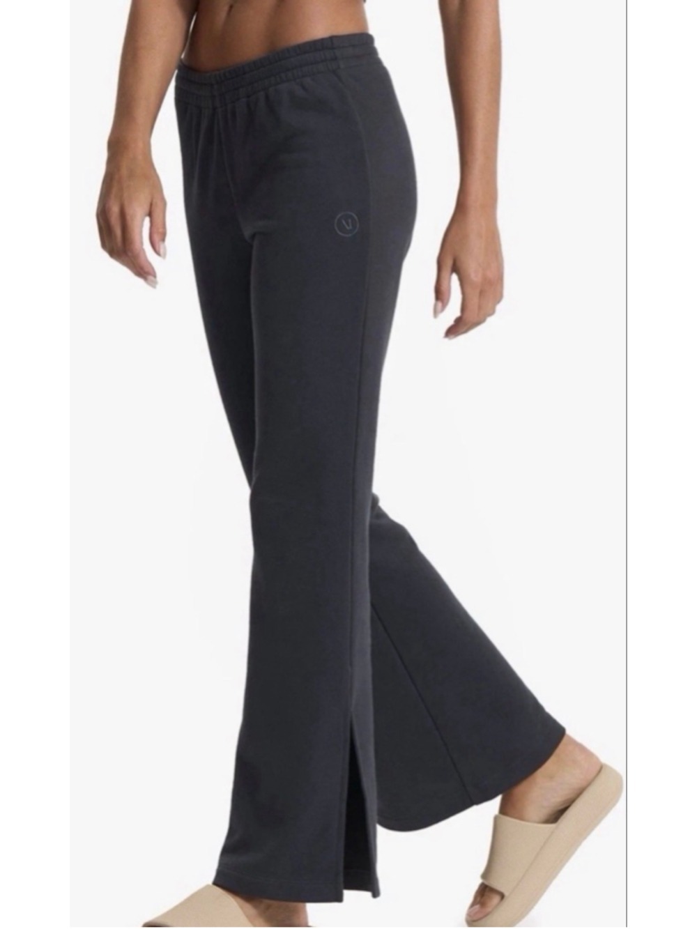 Vuori Women's Sedona Wide Split Leg Sweatpants Black Drawstring Size Large